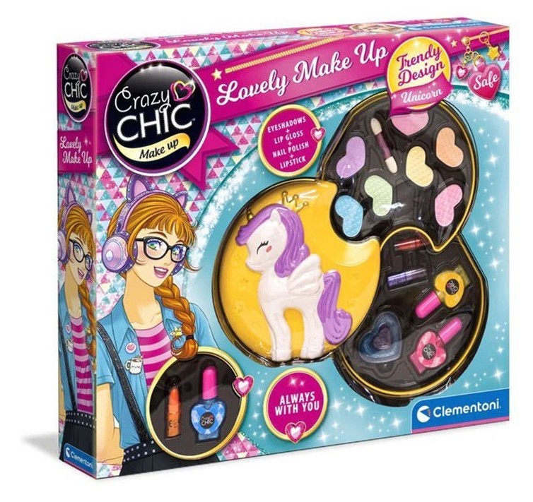 CLEMENTONI CRAZY CHIC - LOVELY MAKE UP , Cofanetto Trucchi Unicorno